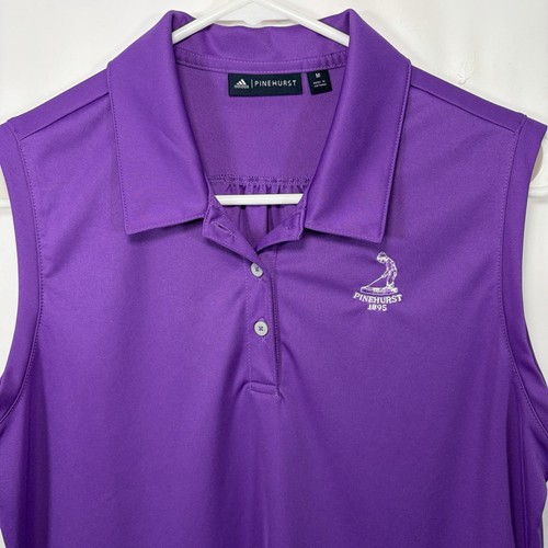 Adidas Pinehurst Sleeveless Golf Polo Shirt Top Womens Medium Purple Performance - Picture 2 of 12