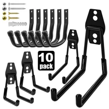 10-Pack Heavy Duty Garage Wall Hooks – Utility J Hooks for Hanging Ladders, B...