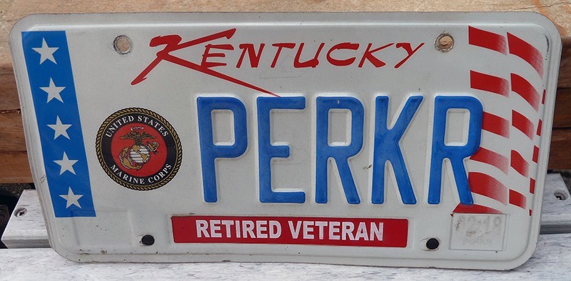 Kentucky (KY) Auto License Plate - Retired Marine Corp Veteran (PERKR)