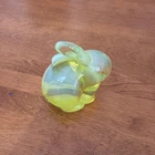 Fenton willow green (yellow) Opalescent Glass Sitting Bunny Figurine paperweight