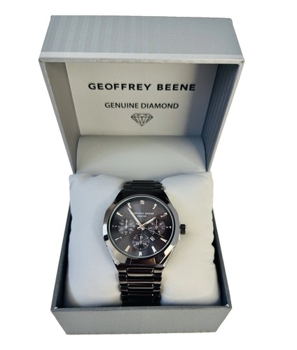 Geoffrey Beene Diamond Men's Quartz Watch Diamond Accent Multi-Dial Date Box