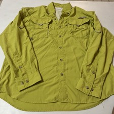 Columbia PFG Long Sleeve Fishing Shirt Mens Small Green Omni Shade Button Up