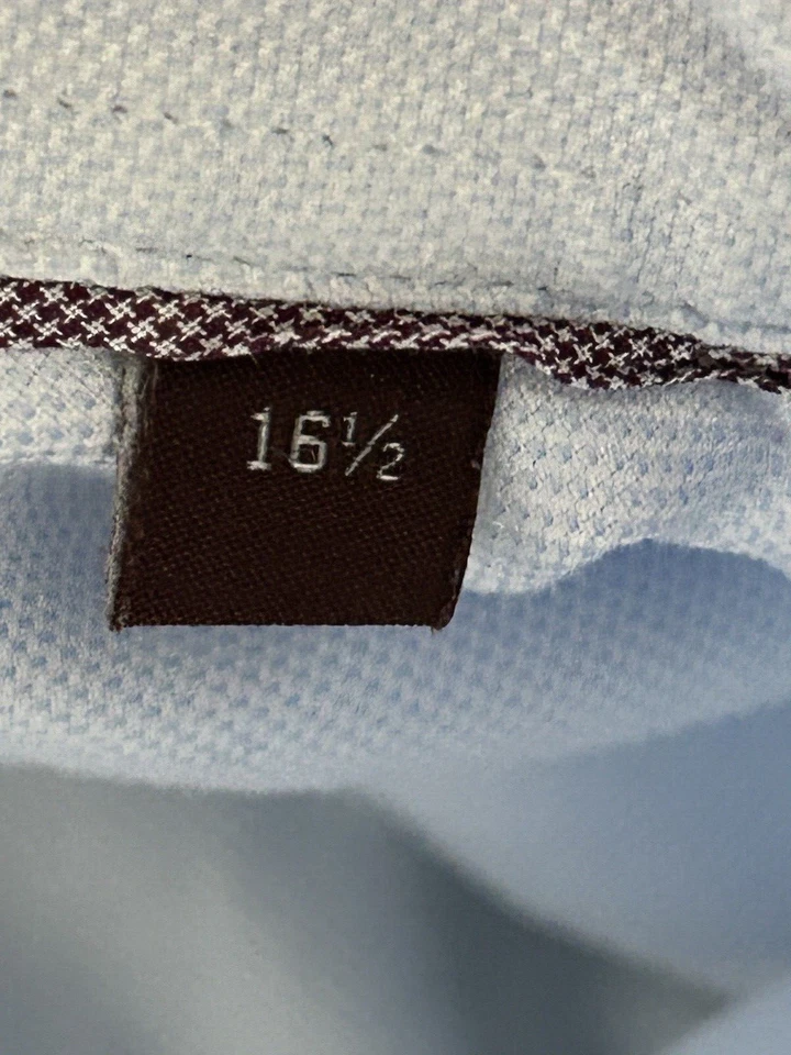 Hickey Freeman Mens 16 1/2 Blue Textured Solid Button Down Soft Casual - Image 4 of 4