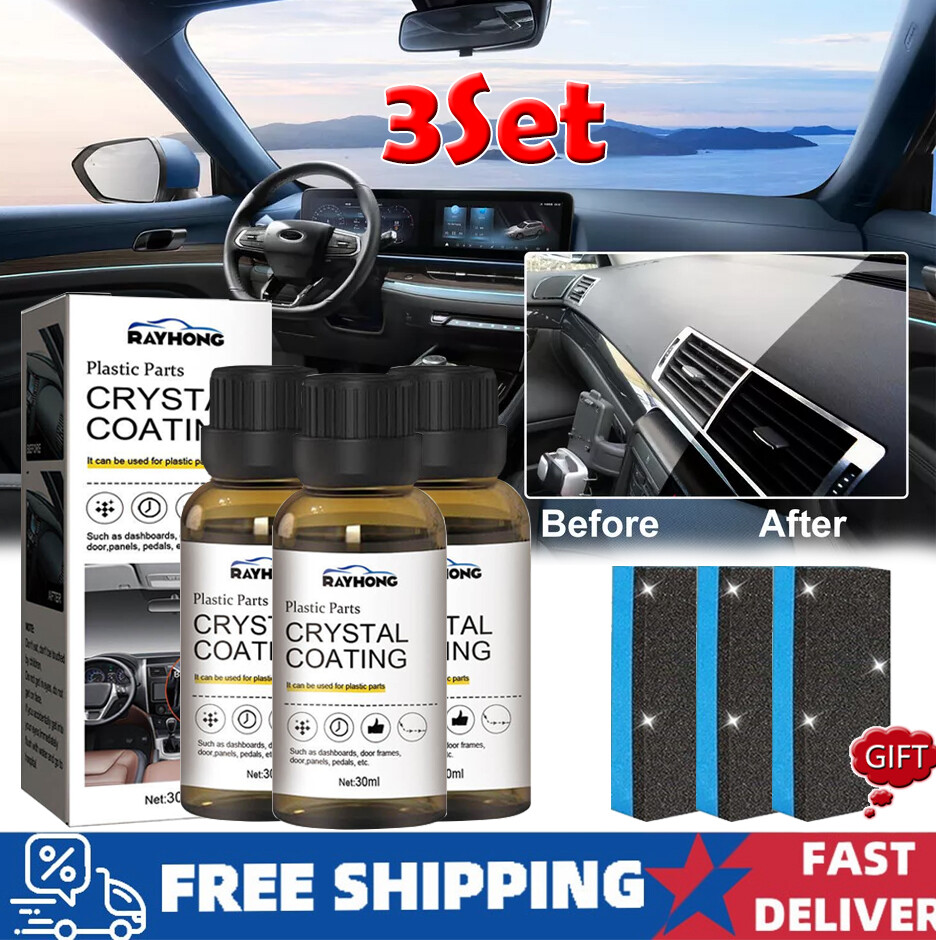Plastic Trim Restorer & Crystal Coating Kit For Cars | 30ml Bottle With Sponge, 3-Piece Set 10 thumbnail image