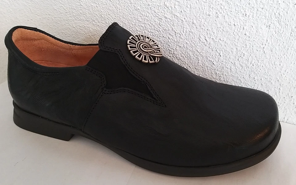 Think! Schuh Modell Pensa schwarz genarbt Slipper + Baumwollbeutel Kellnerschuh - Bild 2 von 4