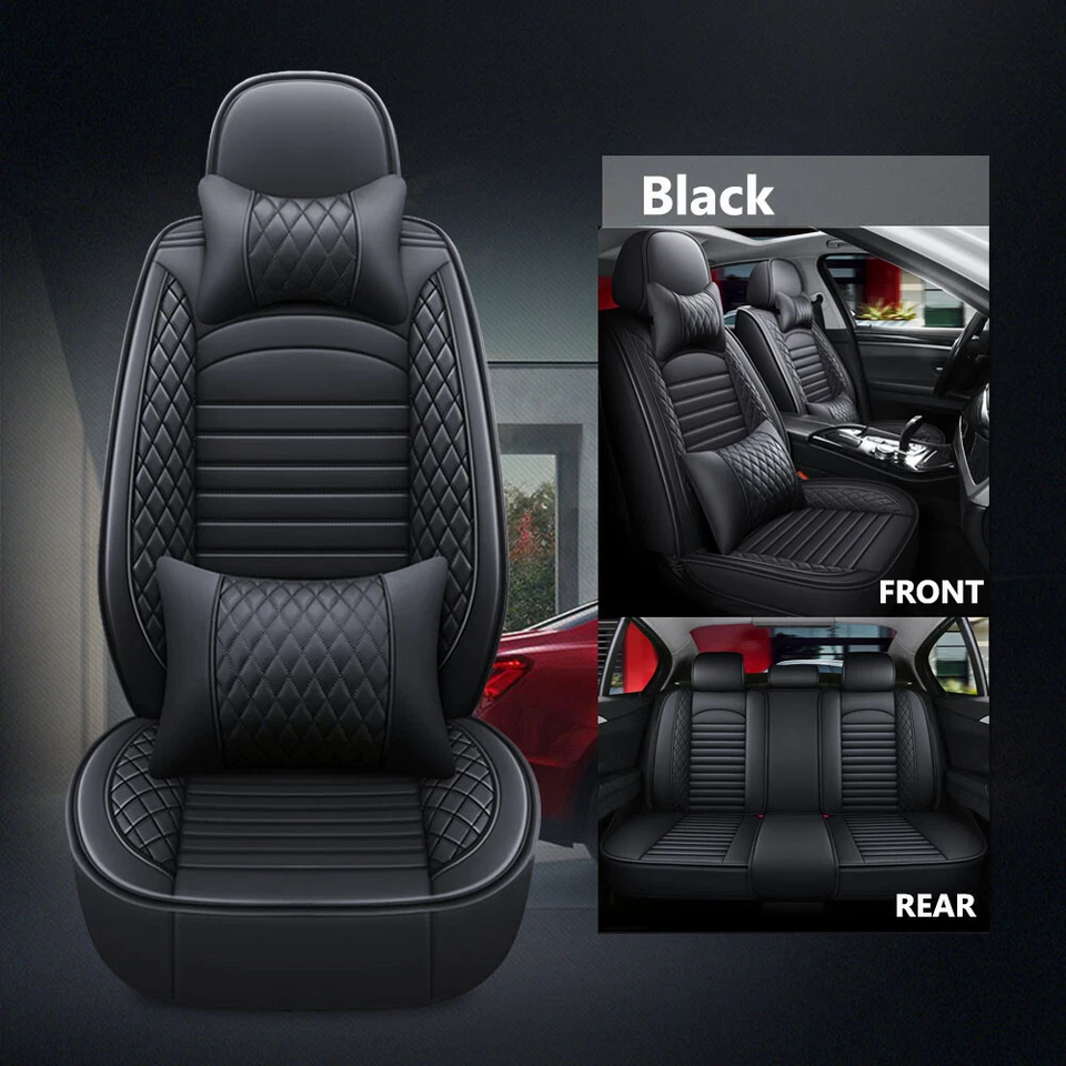 For KIA Soul 2010-2023 PU Leather Full Car Seat Covers 5-Seat Front Rear Cushion Foto 3 de 4
