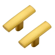 25 Pack Gold Cabinet Knobs - Curved Cabinet Pulls Brushed Brass Knobs for Kit...
