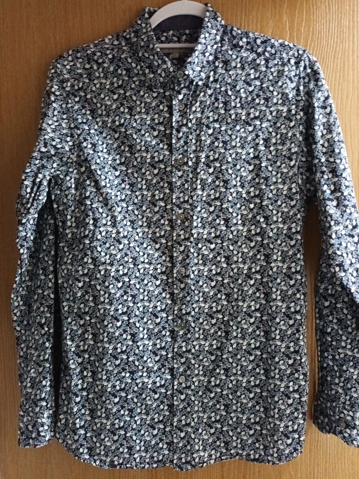 Ted Baker mens Floral Print Long sleeved Shirt Size 3 cotton vgc