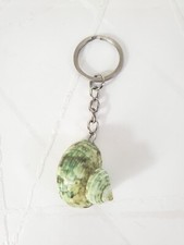 Seashell Keychain Small Green Natural  Boho Nautical Beach Nature Ocean