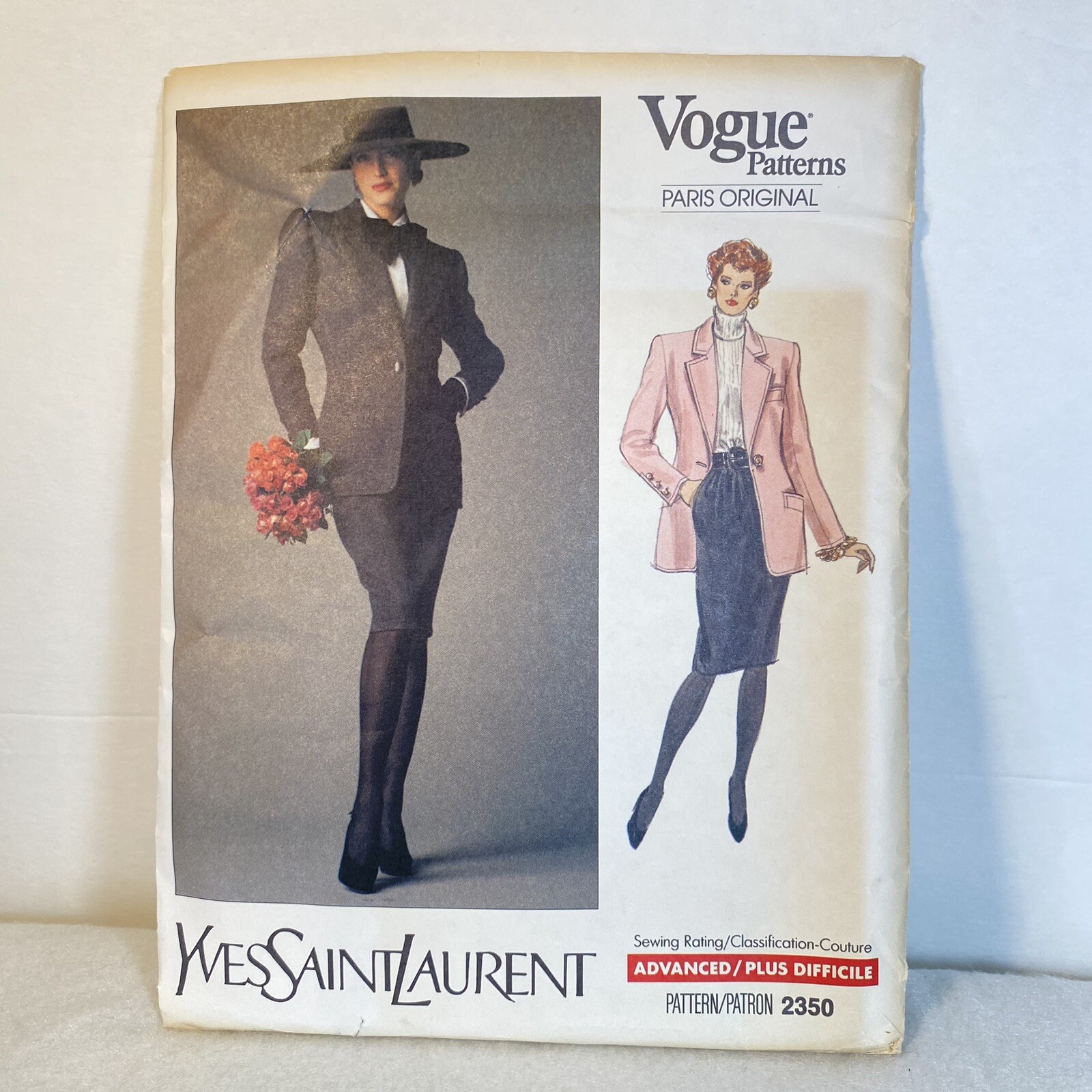 Vintage Vogue Paris originale modello Yves Saint Laurent #2350 non tagliato FF TAGLIA 10