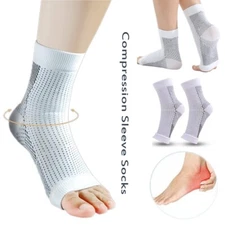 Copper Ankle Support Brace Stabilizer Compression Sleeve Socks Foot Pain Relief
