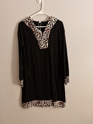 Exclusive heart dress-Black (Small) leopard print