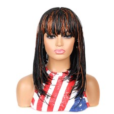 Short Box Braids Wigs for Black Women Braided Wig With Bangs Synthetic Full Wigs