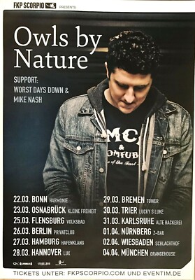 OWLS BY NATURE  2017  TOUR - orig. Concert Poster - Konzert Plakat - DIN A1