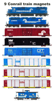 Prr Auto Rack Conrail Auto-Parts Box Cars and Auto Racks Train 9 magnets Andy ...