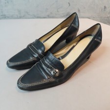 ETIENNE AIGNER Vintage Heels Pumps Leather Navy Womens Size 9.5 Brazil