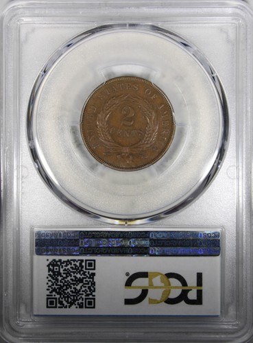 1869 Two Cent Piece graded MS62BN Uncirculated Type Coin - Picture 3 of 4