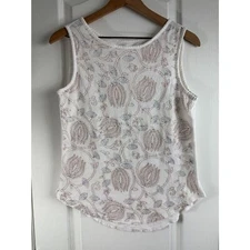 LOFT Women's Embroidered Floral Multicolor Tank Top Size M Medium