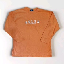 Vintage Helen Georgia Sweatshirt Orange Sz Med Embroidered 90s USA Made