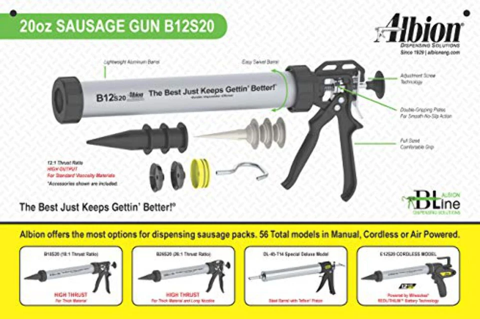 Albion Engineering Company B12S20 B-Line Manual Sausage Caulking Gun - Image 4 of 4