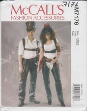 McCall's 7176 Steampunk Harness Chaps Mad Hatter Hat Unisex Costume Pattern UC