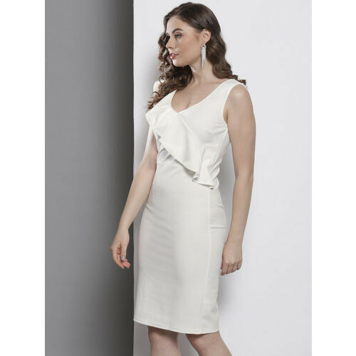 DOROTHY PERKINS Women White Solid Sheath Dress Cocktail Dress - Picture 4 of 5