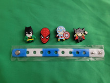 Kid Silicone Charm Bracelet w/4 Charms Cute Heroes Fun Gift Clogs Accessory B