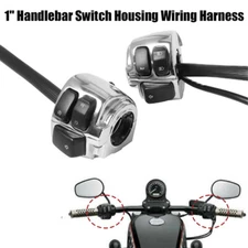 Chrome 1'' Handlebar Switch Housing Wiring Harness For Harley Softail 1996-2012