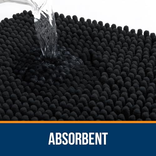 Alfombras de baño 30x20, alfombras de baño de chenilla absorbentes extra suaves, 30" x 20" negras - Imagen 3 de 6