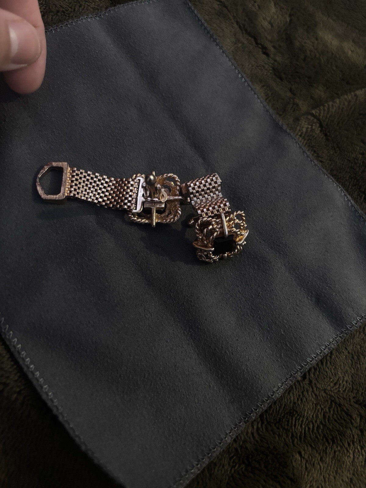 Gold Plated Mesh Cufflink - image 3