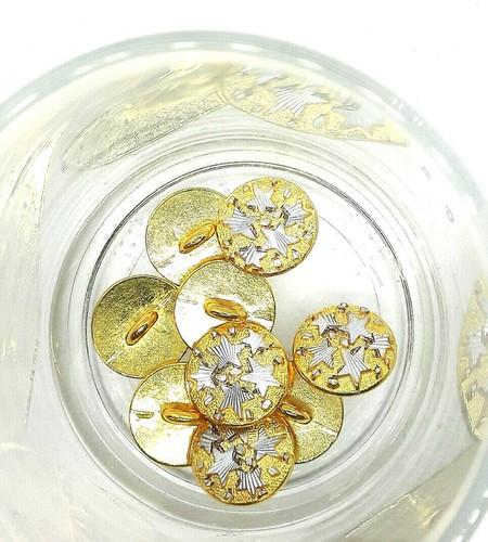 1 Piece Jewellery Button Metal Bicolor Gold/Silver Stars Gomb Botón Düğme Guzik - Picture 2 of 6