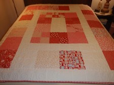 HANDMADE QUILT VALENTINE THEME NEW UNWASHED 62" X 73"