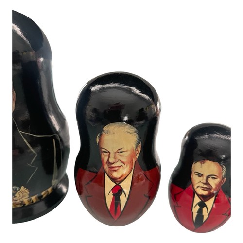 Russian Presidents Leaders Nesting Dolls Set Of 5 Hand Painted Wood Carved - Picture 4 of 8