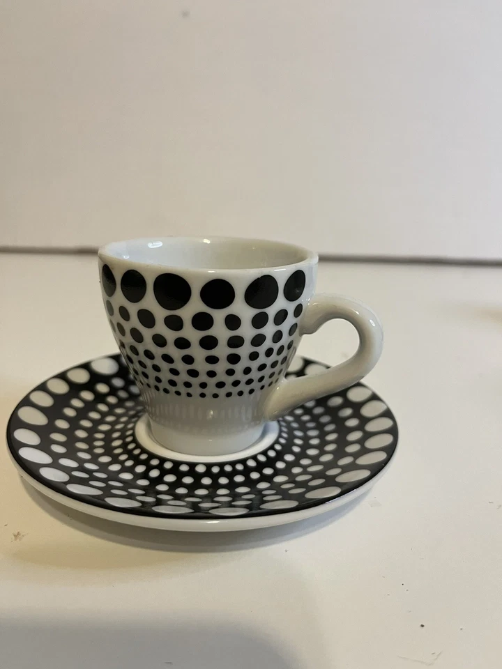 Juego de 6 tazas y platillos Bodum Paula Black White Espresso Demitasse 2 oz 2,25" Foto 3 de 4