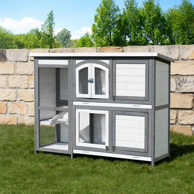 MYANIMAL Hasenstall zweistöckig Kaninchenstall Hasenkäfig Kleintiergehege Stall Gehege