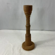 Vintage Antique Primative Candlestick Holder Wooden 10.5" Tabletop