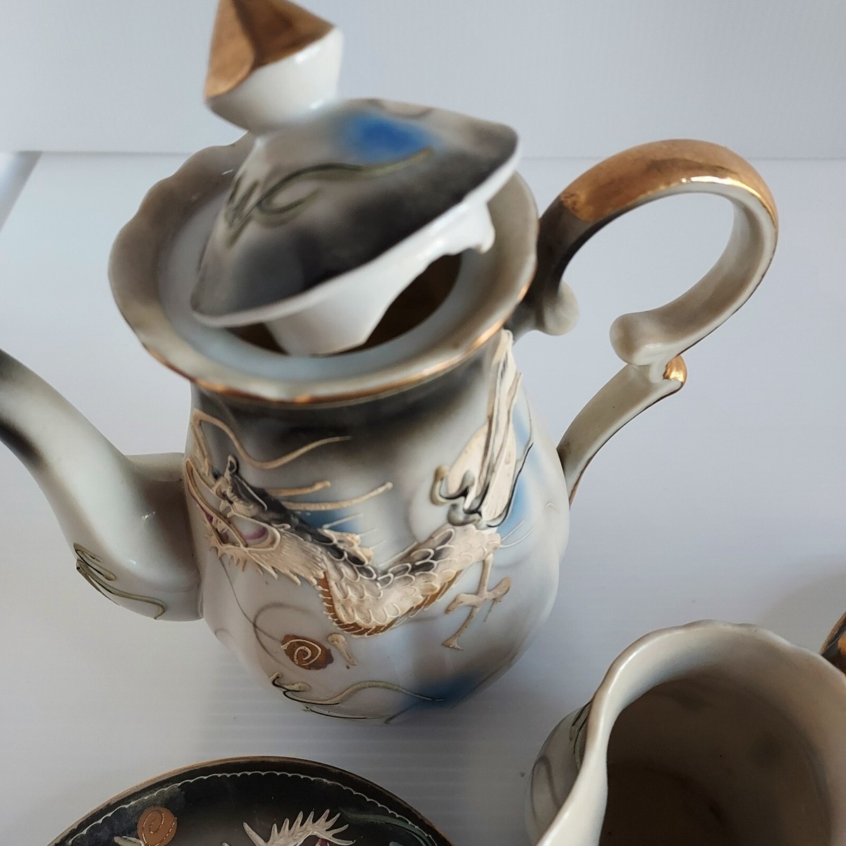 Collectible Vintage Tea Set Japanese Hand Painted Raised