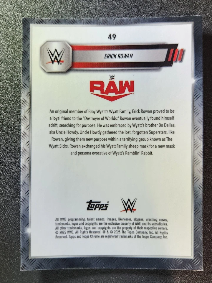 2025 Topps Chrome WWE #49 ERICK ROWAN X-FRACTOR - Image 2 of 2