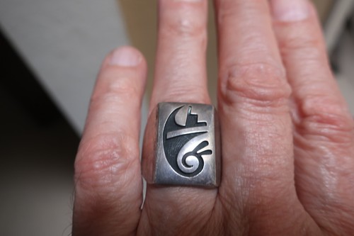 Mitchell Sockyma Sterling Silver Native American Hopi Ring Size 11.25 - Picture 4 of 8