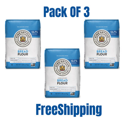 King Arthur Flour Unbleached Bread Flour 5 lb. Bag (3 PACK) FREE & FAST SHIP