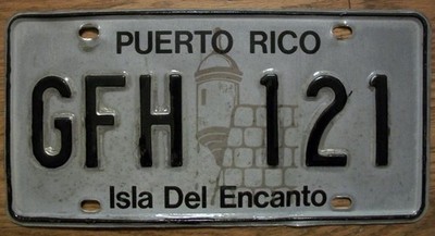 SINGLE PUERTO RICO LICENSE PLATE - 1986/06 - GFH 121 - ISLA DEL ENCANTO