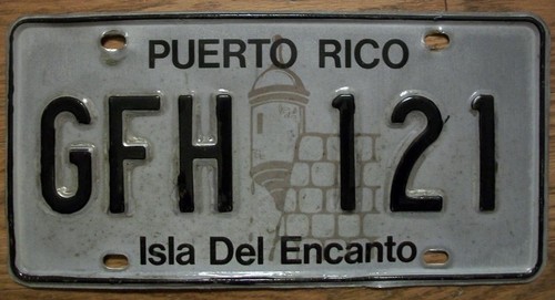 SINGLE PUERTO RICO LICENSE PLATE - 1986/06 - GFH 121 - ISLA DEL ENCANTO