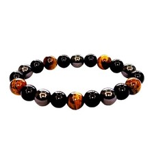 Evil Eye with Hematite Black Obsidian Tiger Eye Stone Triple Protection Bracelet