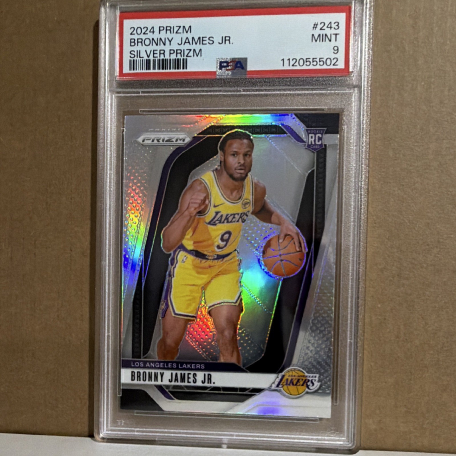 Panini 2024-25 Prizm Bronny James Jr. Rookie Silver Prizm #243 PSA 9 Lakers