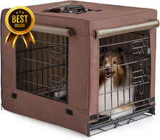 36"-x-23"-x-25" Brown Collapsible Metal 2-Door Medium Dog Crate