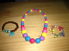 T4 Girls Jewelry Rainbow Bright Color Ball Necklace Elephant Butterfly Bracelets