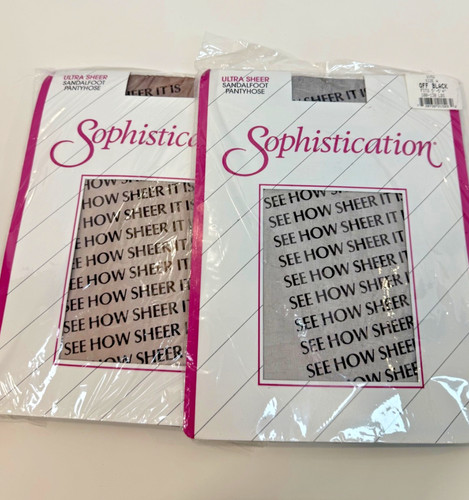 Sophistication Ultra Sheer Sandalfoot Pantyhose Sz A Off Black Coffee Lot of 2