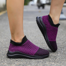 Women's Knit Slip On Walking Shoes Lightweight Breathable Casual Sneakers