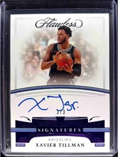 2020 Flawless Xavier Tillman Rookie RC On Card Auto #3/3 Hornets Champion NBA. rookie card picture