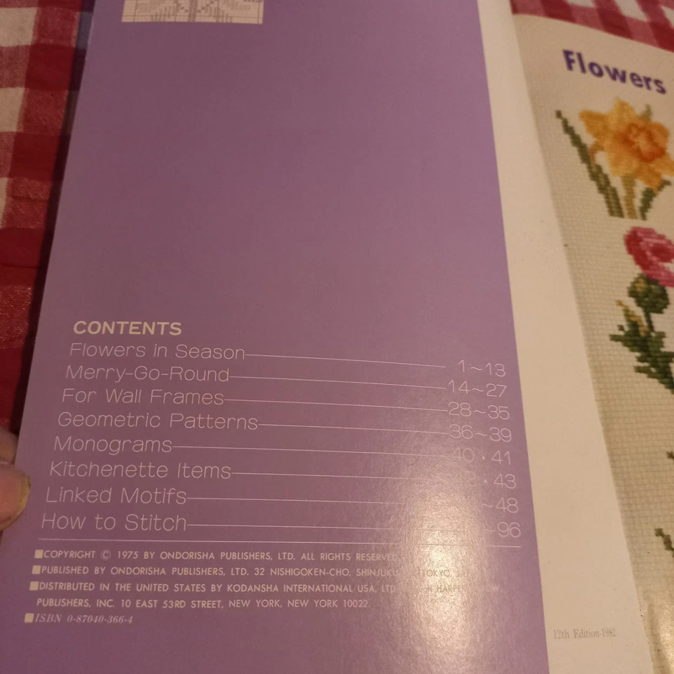 😇 Cross Stitch Patterns Floral Designs Ondori 1975 Vintage Book Japan 98 Pages - image 2 of 4